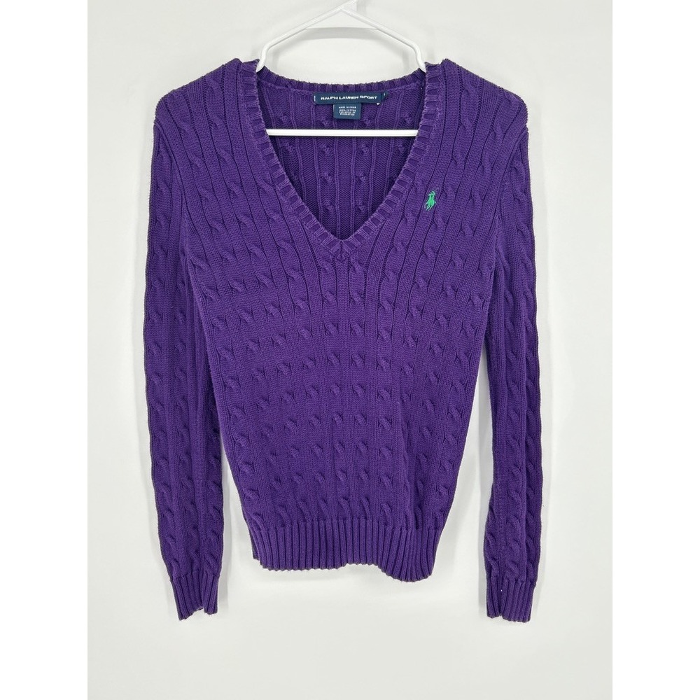 Ralph Lauren Sport Cable Knit Sweater Womens S Preppy 90s Country Club Heritage
